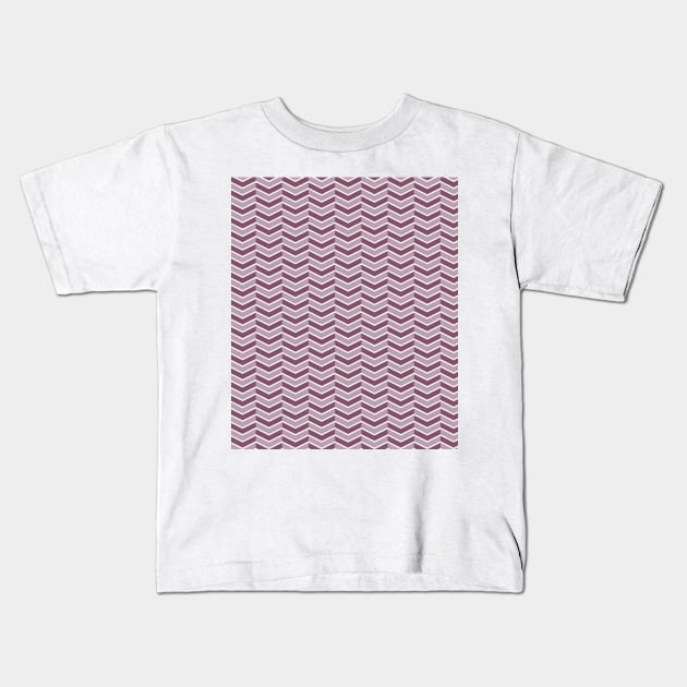 Dusty Plum, Purple and White Chevron Arrow Pattern Kids T-Shirt by squeakyricardo